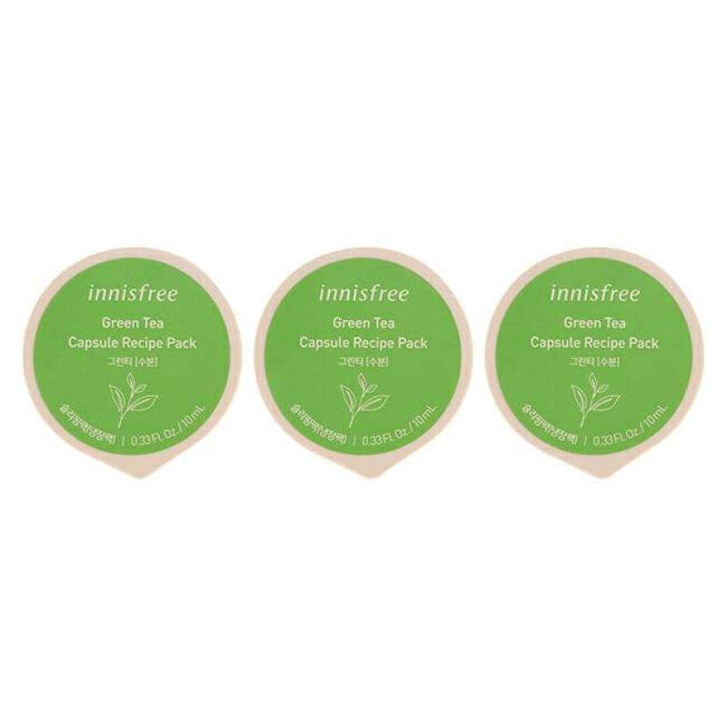 Capsule Recipe Pack Mask - Green Tea by Innisfree for Unisex - 0.33 oz Mask - Pack of 3