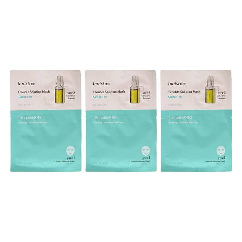 Trouble Solution Mask - Sulfur by Innisfree for Unisex - 0.67 oz Mask - Pack of 3