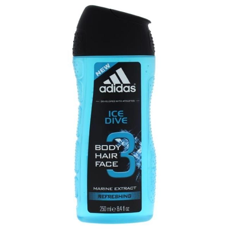 Ice Dive 3 Hair &amp; Body Wash Marine Extract Refreshing by Adidas for Men - 8.4 oz Shower Gel
