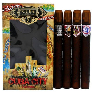 Cuba City by Cuba for Men - 4 Pc Gift Set 1.17oz Hollywood EDP Spray, 1.17oz Miami EDP Spray, 1.17oz Las Vegas EDP Spray, 1.17oz New York EDP Spray