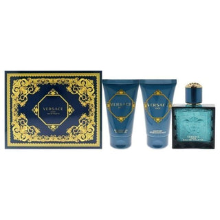 Versace Eros by Versace for Men - 3 Pc Gift Set 1.7 oz EDT Spray, 1.7 oz Comfort After Shave Balm, 1.7 oz Invigorating Shower Gel