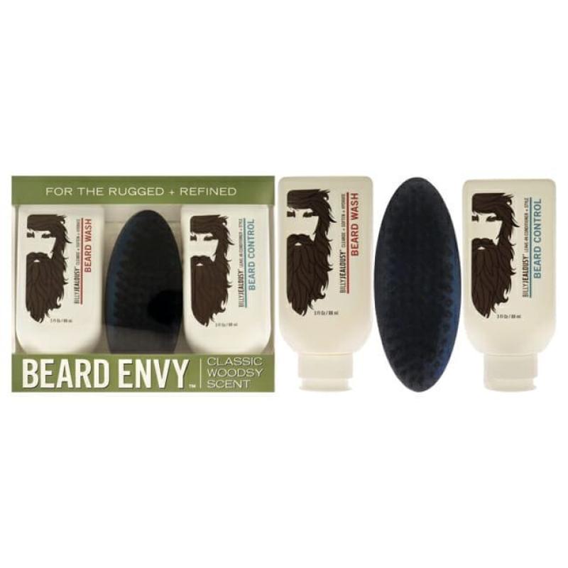Beard Envy Kit by Billy Jealousy for Men - 3 Pc 3oz Beard Wash, 3oz Beard Control, Brush