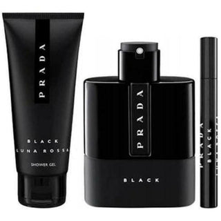 Prada Luna Rossa Black 3 Pcs Set For Men: 3.4 Edp + 0.33 Edp + 3.4 S/G