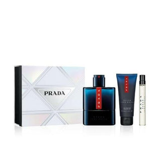 Prada Luna Rossa Ocean 3 Pcs Set For Men: 3.4 Edt + 3.4 Sg + 0.34 Edt Travel Sp (2023)