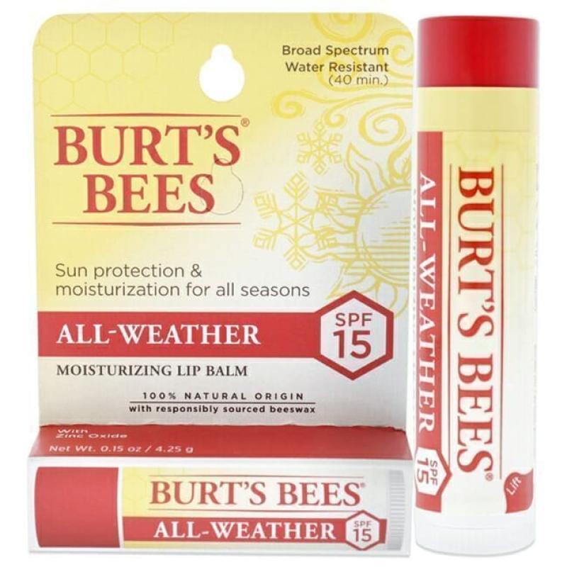 All-Weather Moisturizing Lip Balm Blister SPF 15 by Burts Bees for Unisex - 0.15 oz Lip Balm