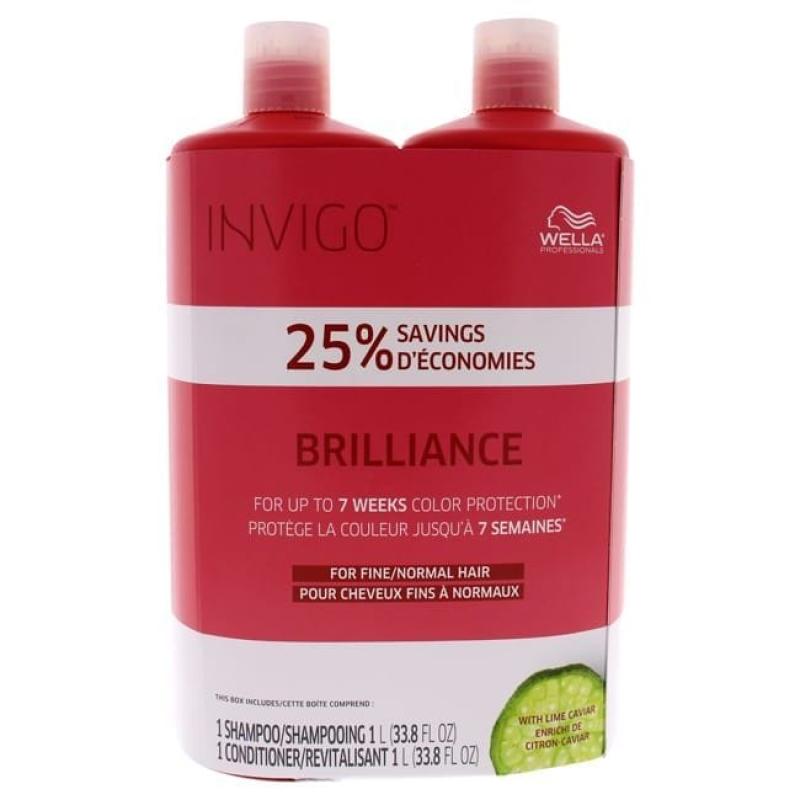 Invigo Brilliance Shampoo and Conditioner For Fine To Normal Colored Hair Duo by Wella for Unisex - 2 X 33.8 oz Shampoo, Conditioner