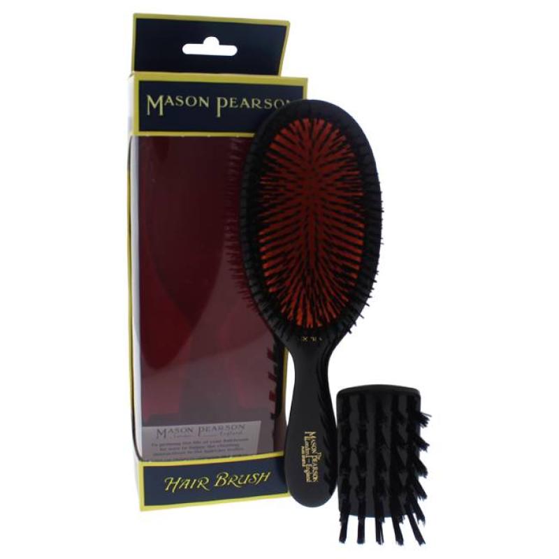 Extra Small Pure Bristle Brush - B2 Dark Ruby by Mason Pearson for Unisex - 2 Pc Hair Brush and Cleaning Brush