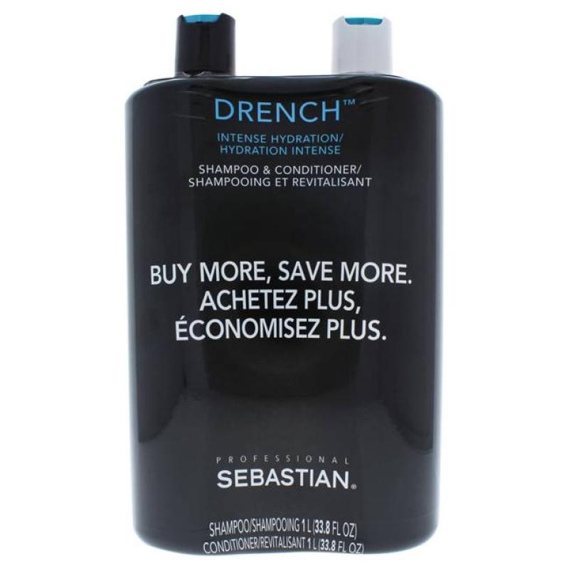 Drench Moisturizing Kit by Sebastian for Unisex - 2 Pc Kit 33.8 oz Shampoo, 33.8 oz Conditioner