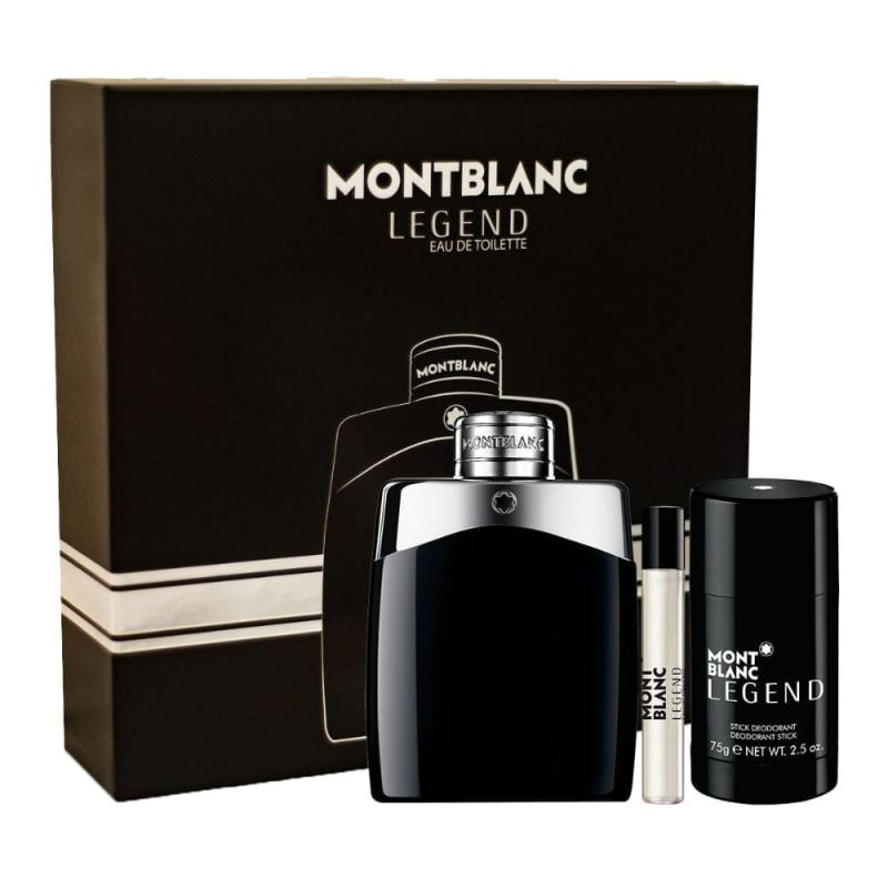 Mont Blanc Legend Set Eau De Toilette Set For Men Spray0.25 oz / 7 ml Spray2.5 oz / 74 ml Deodorant Stick