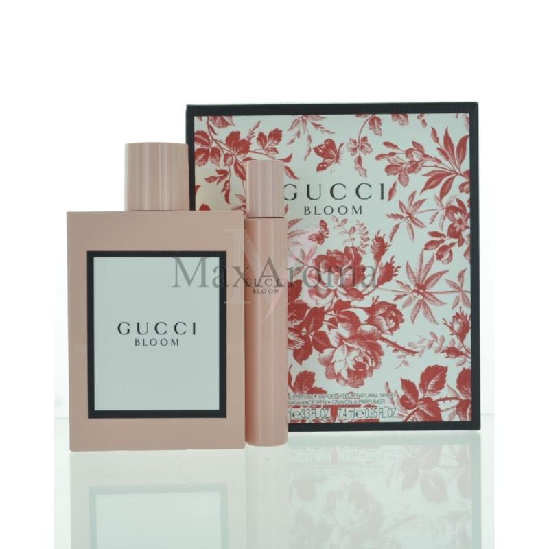 Gucci Bloom Gift Set for Women 2 Piece Eau de Parfum 3.3 oz 100 ml spray and Rollerball 0.25 oz 7.4 ml