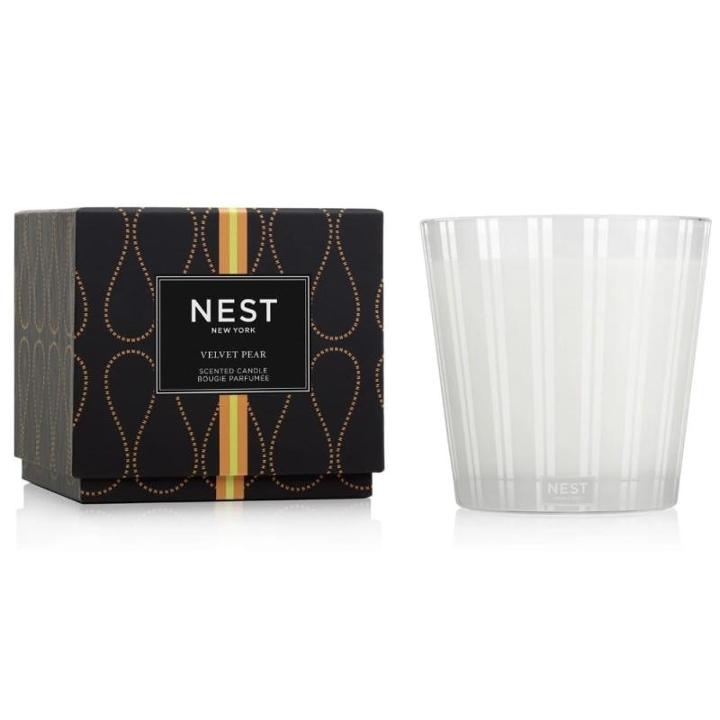 Nest Fragrances Velvet Pear 3-wick Candle 600 g 21.2 oz candle Approximate Burn Time: 80-100 hours.