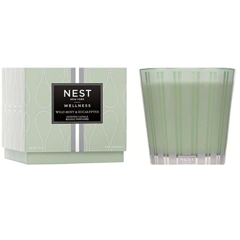 Nest Fragrances Wild Mint and Eucalyptus 3 Wick Candle 21.2 oz- 600 gm Candle . Approximate Burn Time: 75-100 hours