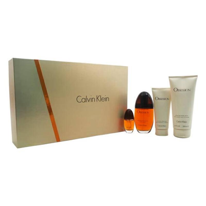 Obsession by Calvin Klein for Women - 4 Pc Gift Set 3.3oz EDP Spray, 0.5oz EDP Spray, 3.4oz Shower Gel, 6.7oz Body Lotion