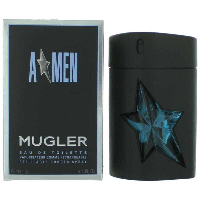 Angel By Thierry Mugler,  (A*Men) 3.4 Oz Eau De Toilette Refillable Rubber Spray For Men