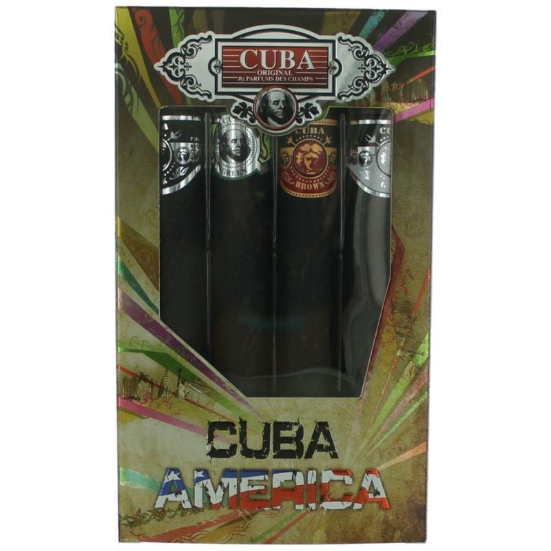 Cuba America By Cuba, 4 Piece Gift Set For Men With Black, Grey, Green &amp; Brown