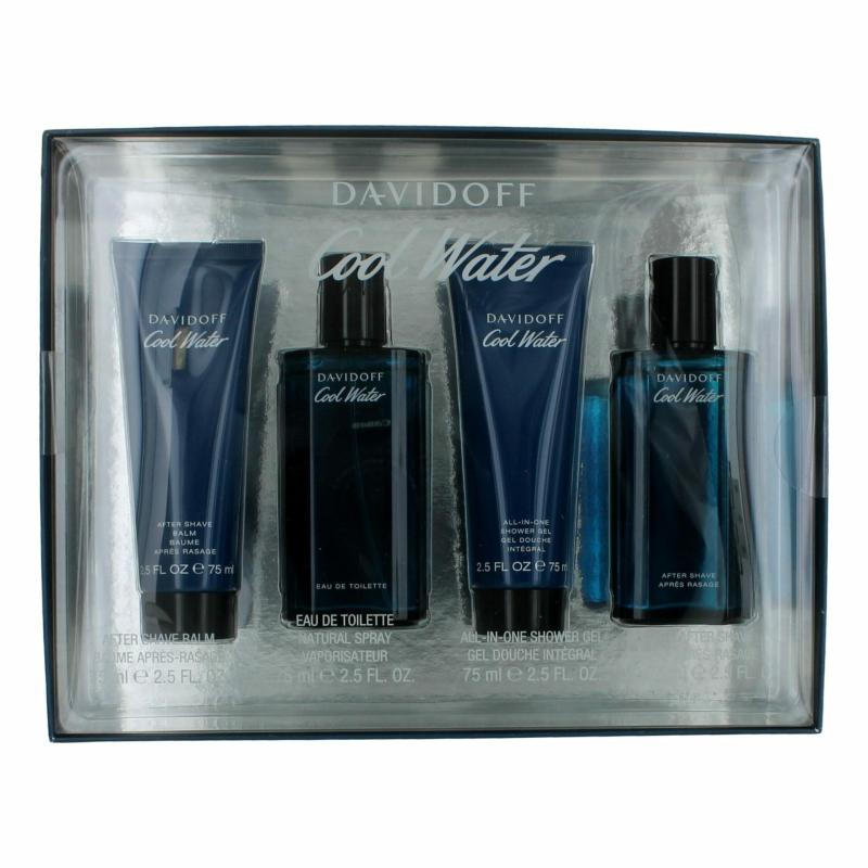 Cool Water By Davidoff, 4 Piece Gift Set For Men