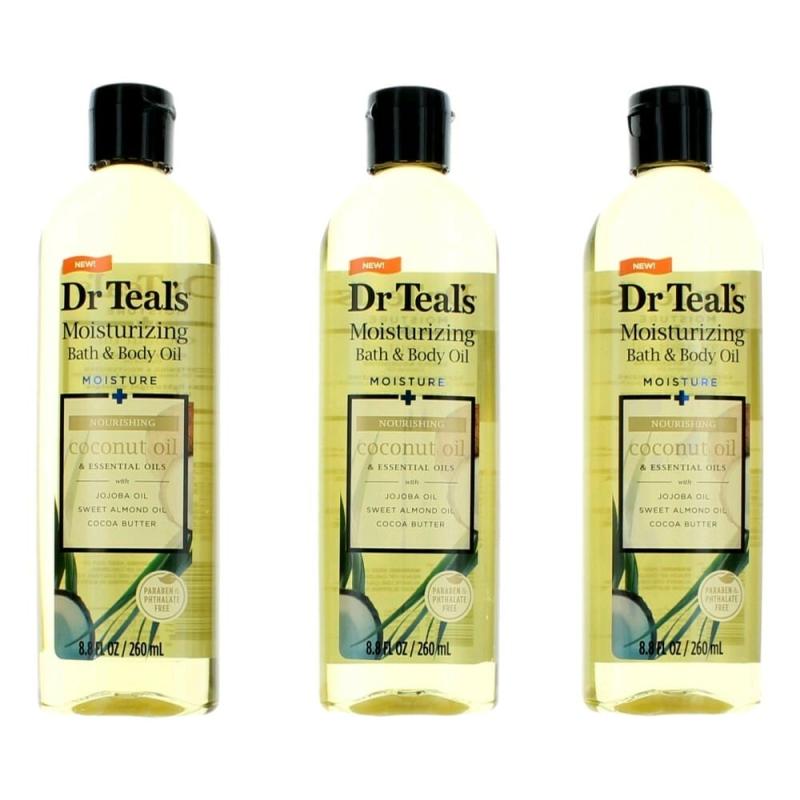 Nourishing Coconut Oil &amp; Essential Oils By Dr. Teal'S, 3 Pack 8.8 Oz Moisturizing Bath &amp; Body Oil