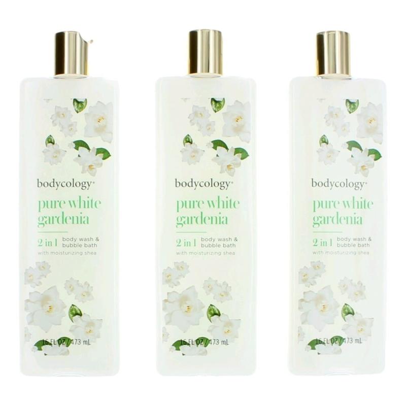 Pure White Gardenia By Bodycology, 3 Pack 16 Oz 2 In 1 Body Wash &amp; Bubble Bath For Women