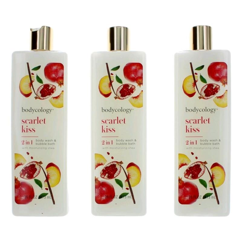 Scarlet Kiss By Bodycology, 3 Pack 16 Oz 2 In 1 Body Wash &amp; Bubble Bath For Women