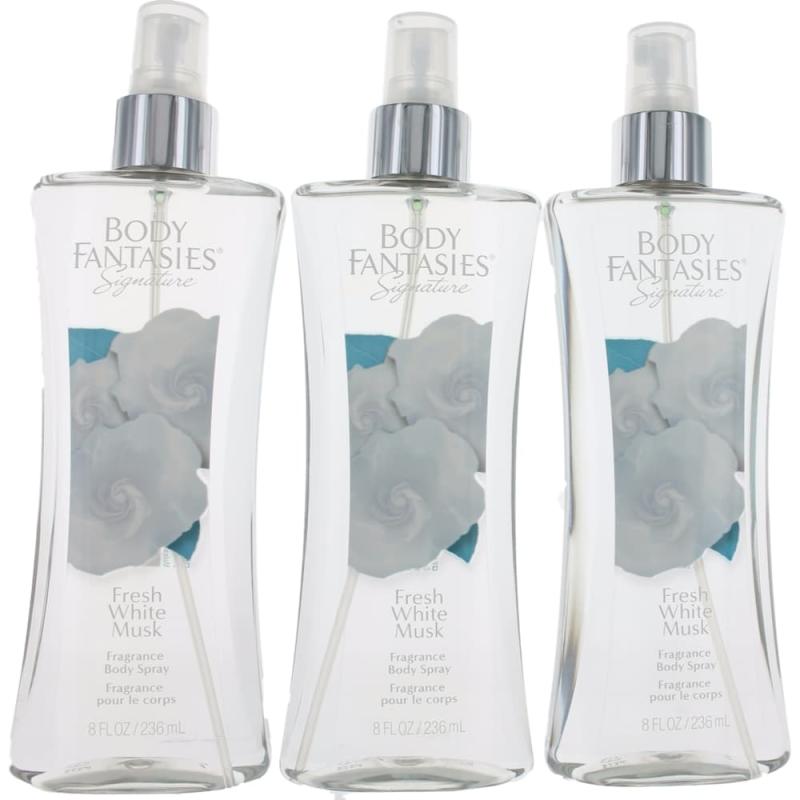 Fresh White Musk By Body Fantasies, 3 Pack 8 Oz Fragrance Body Spray For Women