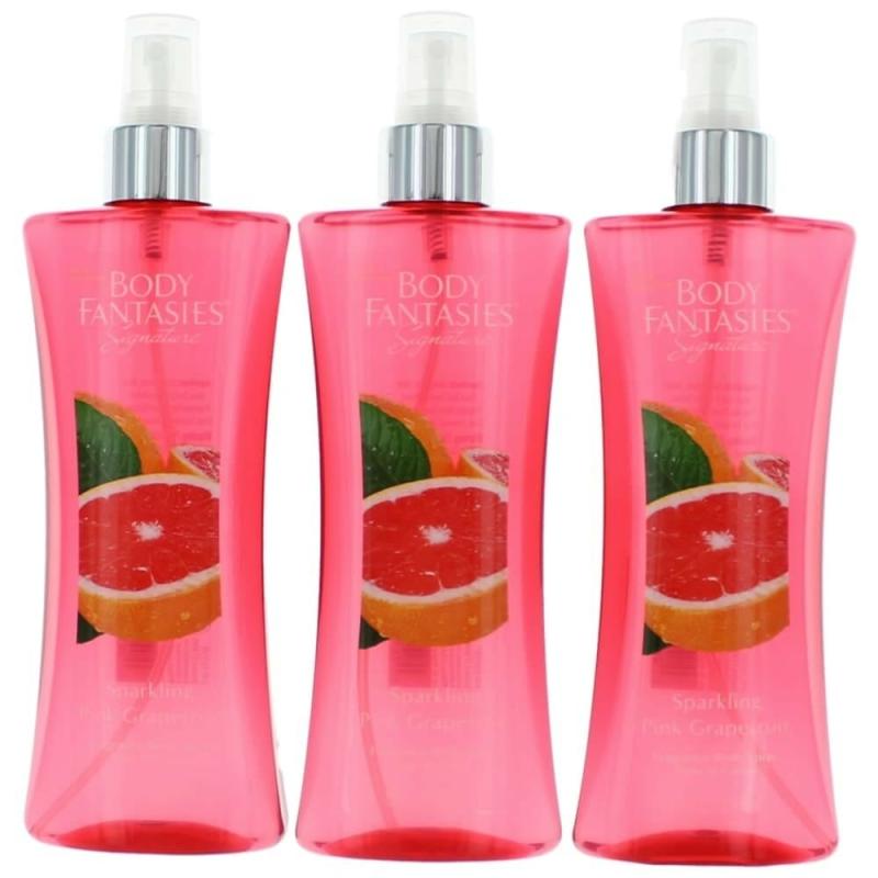 Sparkling Pink Grapefruit By Body Fantasies, 3 Pack 8 Oz Fragrance Body Spray For Women