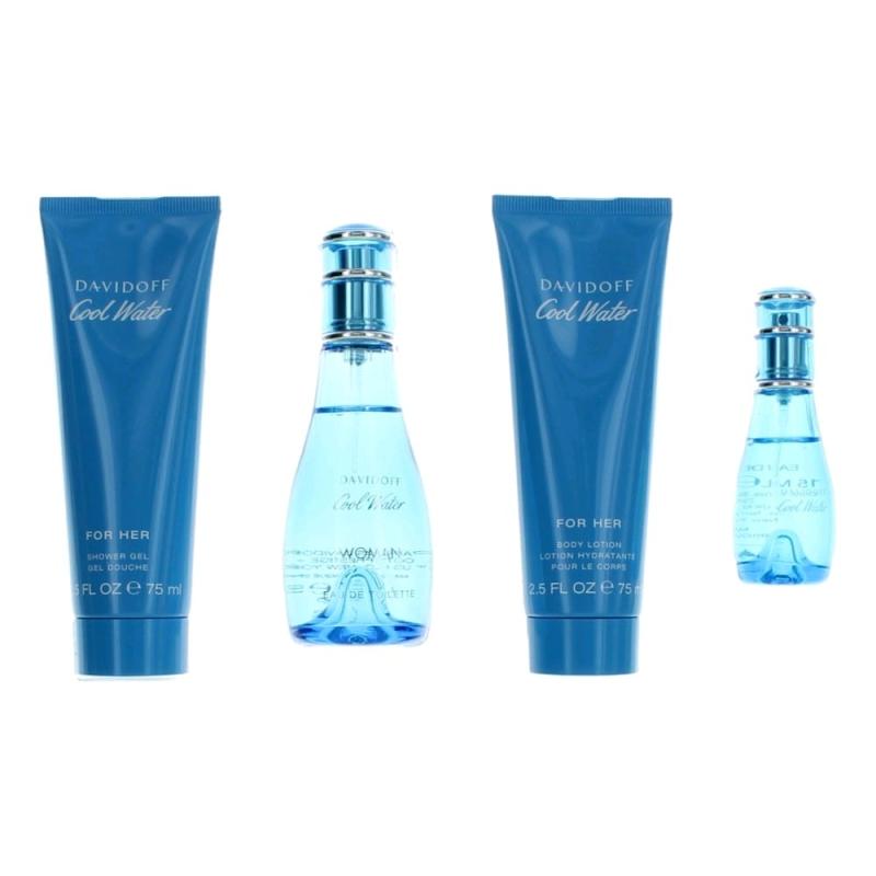 Cool Water By Davidoff, 4 Piece Gift Set For Women