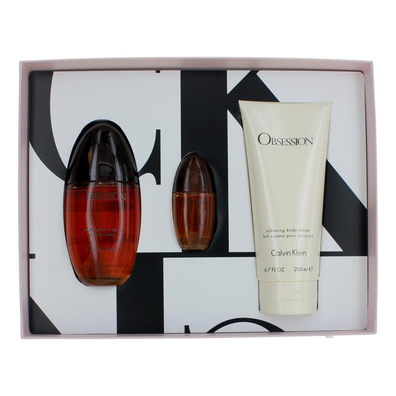 Obsession By Calvin Klein, 3 Piece Gift Set With 3.3 Oz For Women