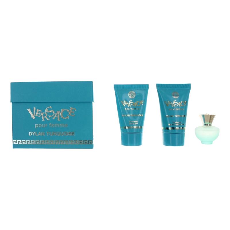Versace Dylan Turquoise By Versace, 3 Piece Miniature Gift Set For Women