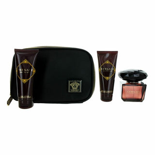 Versace Crystal Noir By Versace, 4 Piece Gift Set For Women With Beauty Bag