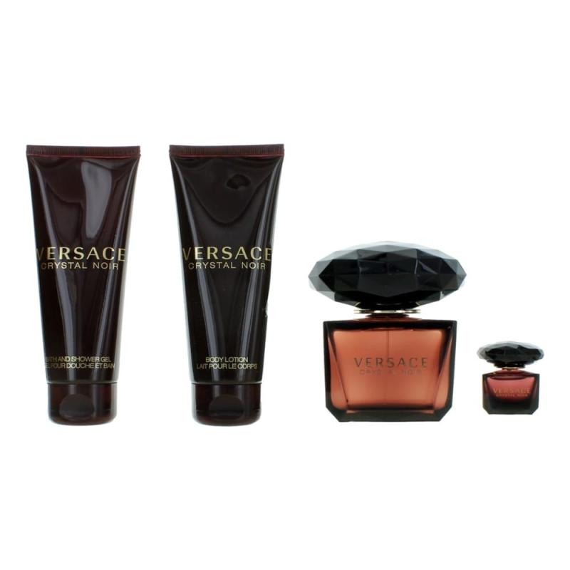 Versace Crystal Noir By Versace, 4 Piece Gift Set For Women
