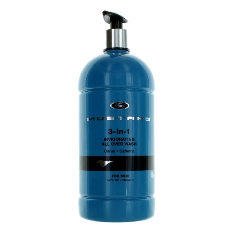 Mustang Blue By Mustang, 34 Oz 3-1 Body Wash For Men