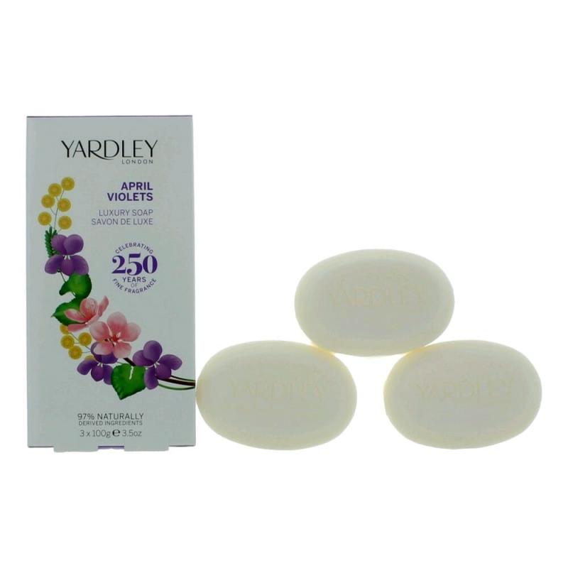 Yardley April Violets By Yardley Of London, 3 X 3.5 Oz Luxury Soap For Women