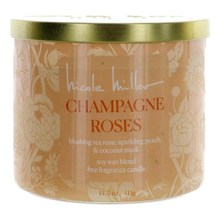 Nicole Miller 14.5 Oz Soy Wax Blend 3 Wick Candle - Champagne Roses