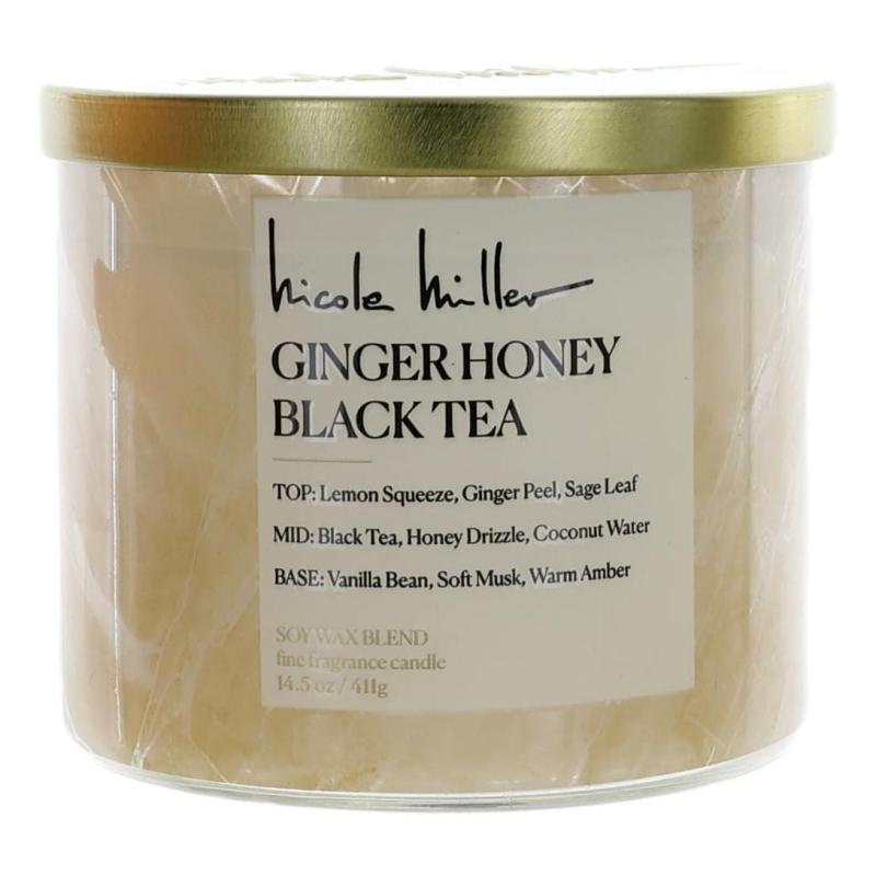 Nicole Miller 14.5 Oz Soy Wax Blend 3 Wick Candle - Ginger Honey Black Tea