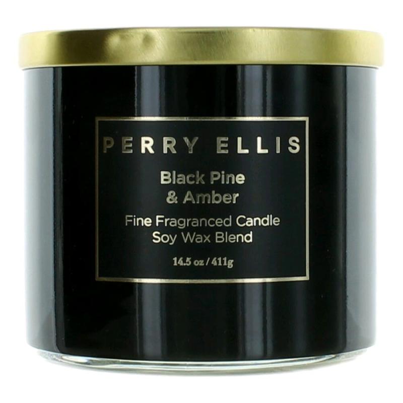 Perry Ellis 14.5 Oz Soy Wax Blend 3 Wick Candle - Black Pine &amp; Amber