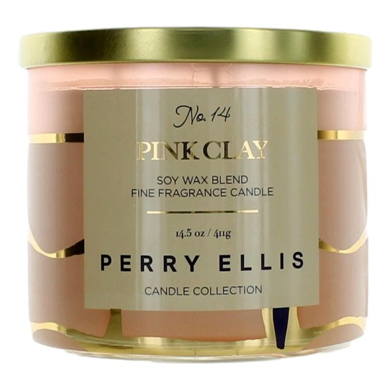Perry Ellis 14.5 Oz Soy Wax Blend 3 Wick Candle - Pink Clay